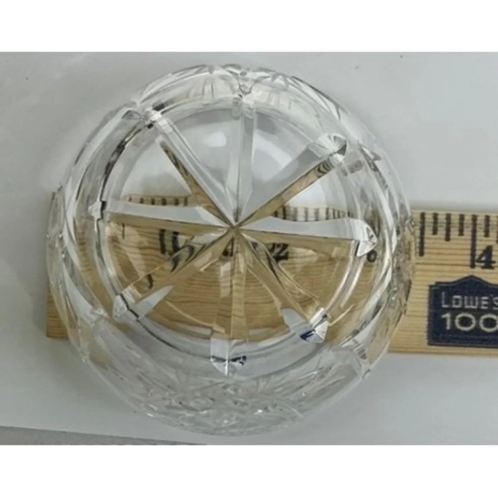 Vintage Style Cut Glass Bowl Starburst Etched Clear Heavy‎ Decorative Dish
